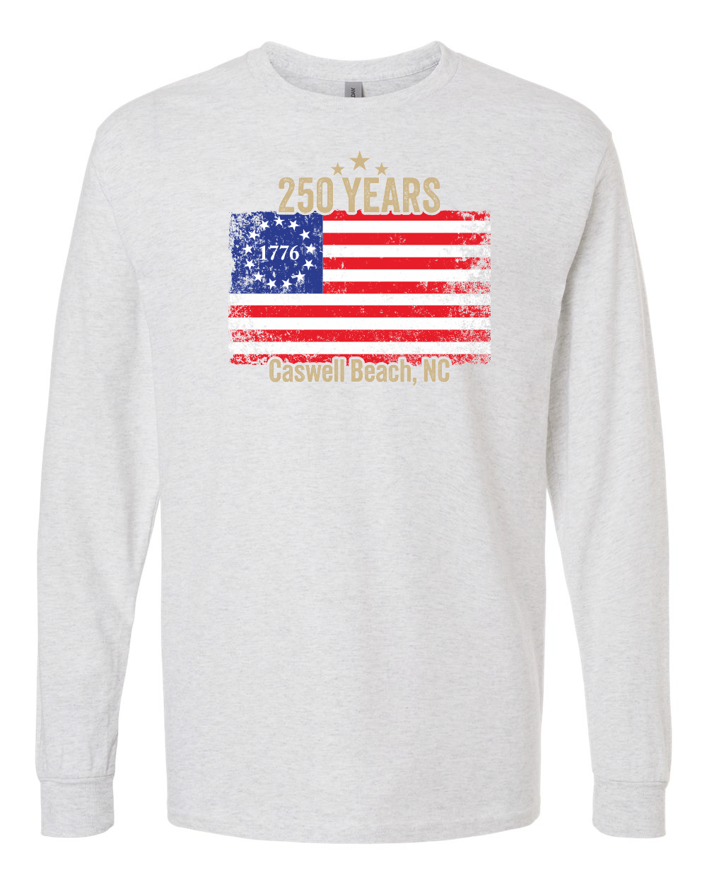 Caswell 250th USA Flag Unisex Heavy Cotton™ Long Sleeve T-Shirt - 5400 (Click to see all colors)
