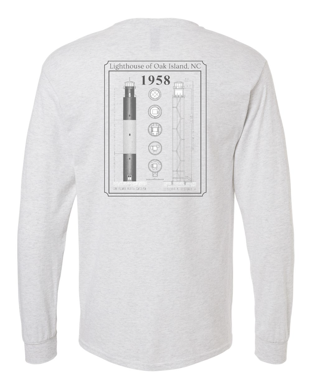 Caswell Lighthouse Diagram Unisex Heavy Cotton™ Long Sleeve T-Shirt - 5400 (Click to see all colors)