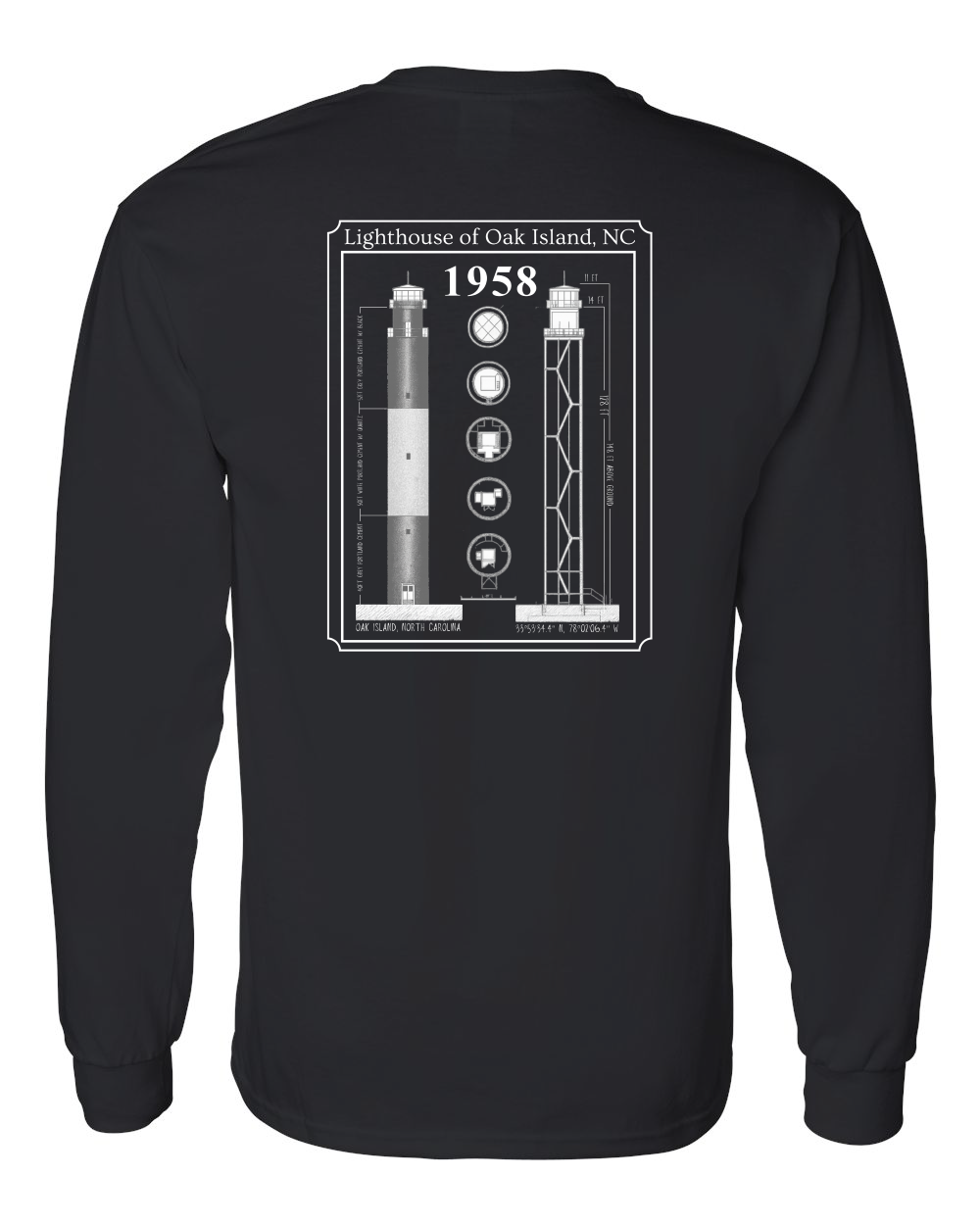 Caswell Lighthouse Diagram Unisex Heavy Cotton™ Long Sleeve T-Shirt - 5400 (Click to see all colors)