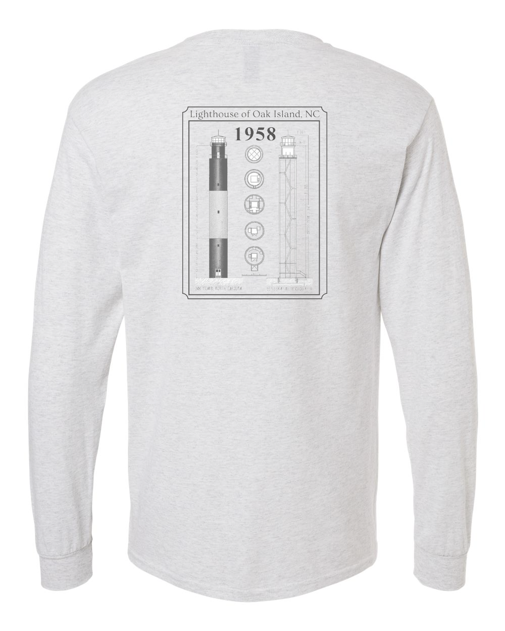 Caswell Lighthouse Diagram Unisex Heavy Cotton™ Long Sleeve T-Shirt - 5400 (Click to see all colors)