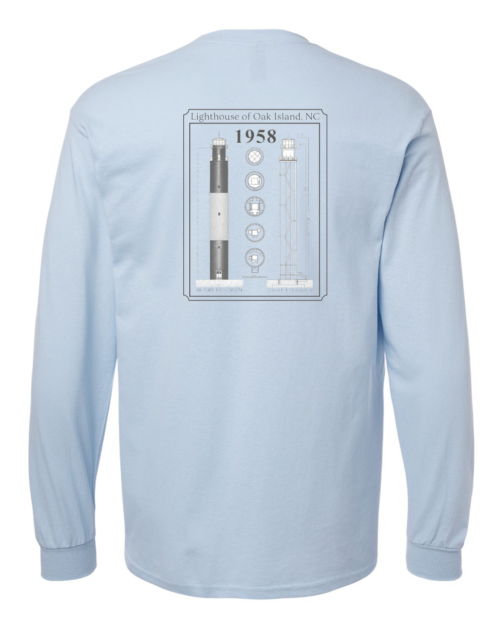 Caswell Lighthouse Diagram Unisex Heavy Cotton™ Long Sleeve T-Shirt - 5400 (Click to see all colors)