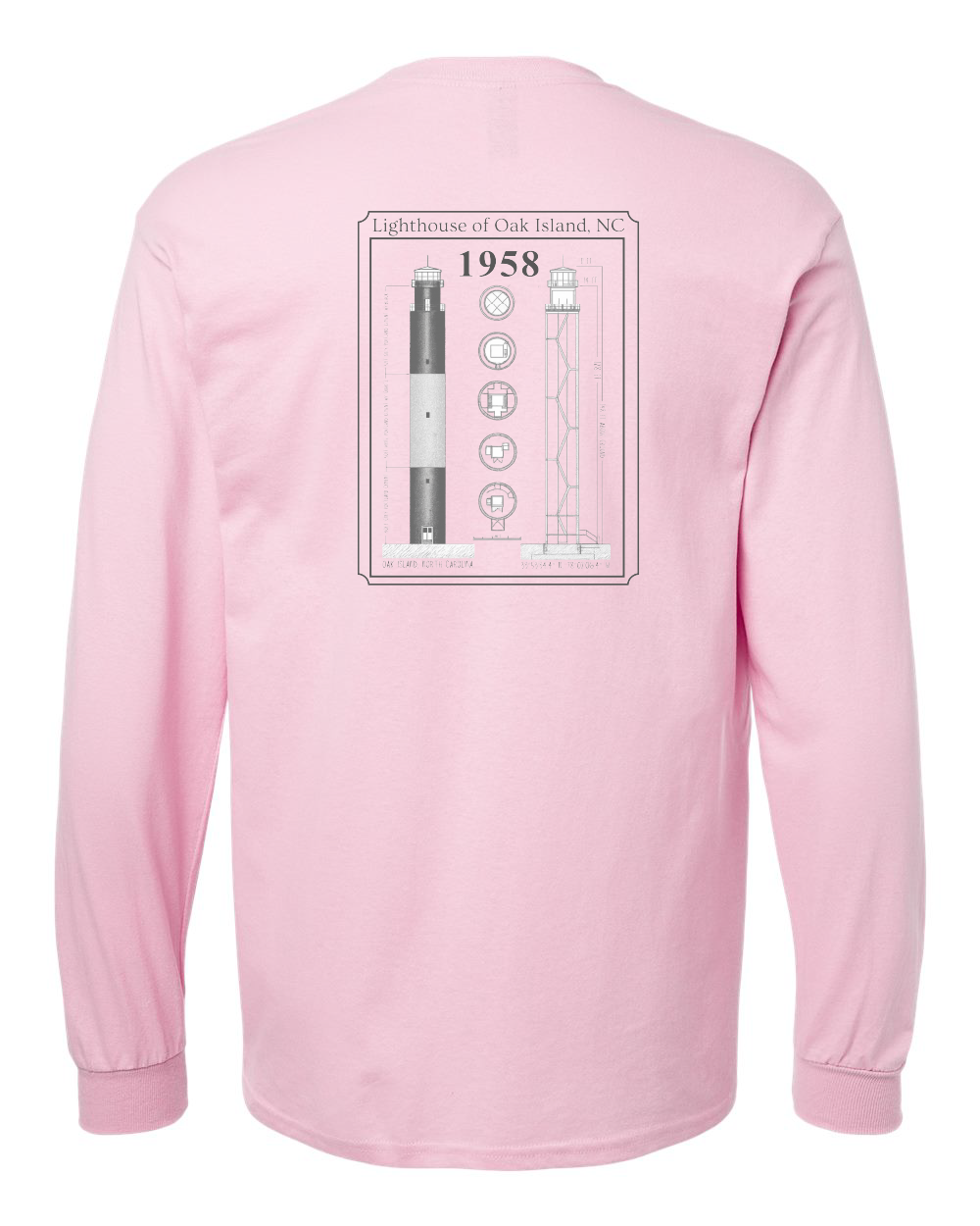 Caswell Lighthouse Diagram Unisex Heavy Cotton™ Long Sleeve T-Shirt - 5400 (Click to see all colors)