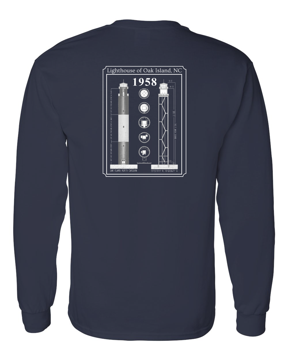 Caswell Lighthouse Diagram Unisex Heavy Cotton™ Long Sleeve T-Shirt - 5400 (Click to see all colors)