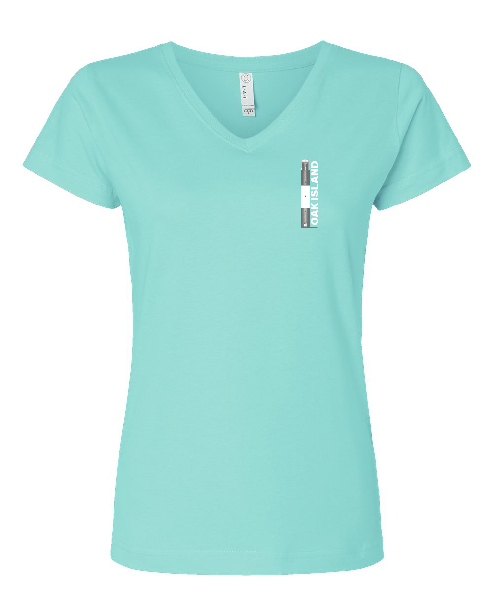 Oak Island Lighthouse Diagram Women's V-Neck T-Shirt #3507 (Click to see all available colors)
