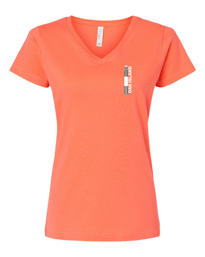Oak Island Lighthouse Diagram Women's V-Neck T-Shirt #3507 (Click to see all available colors)