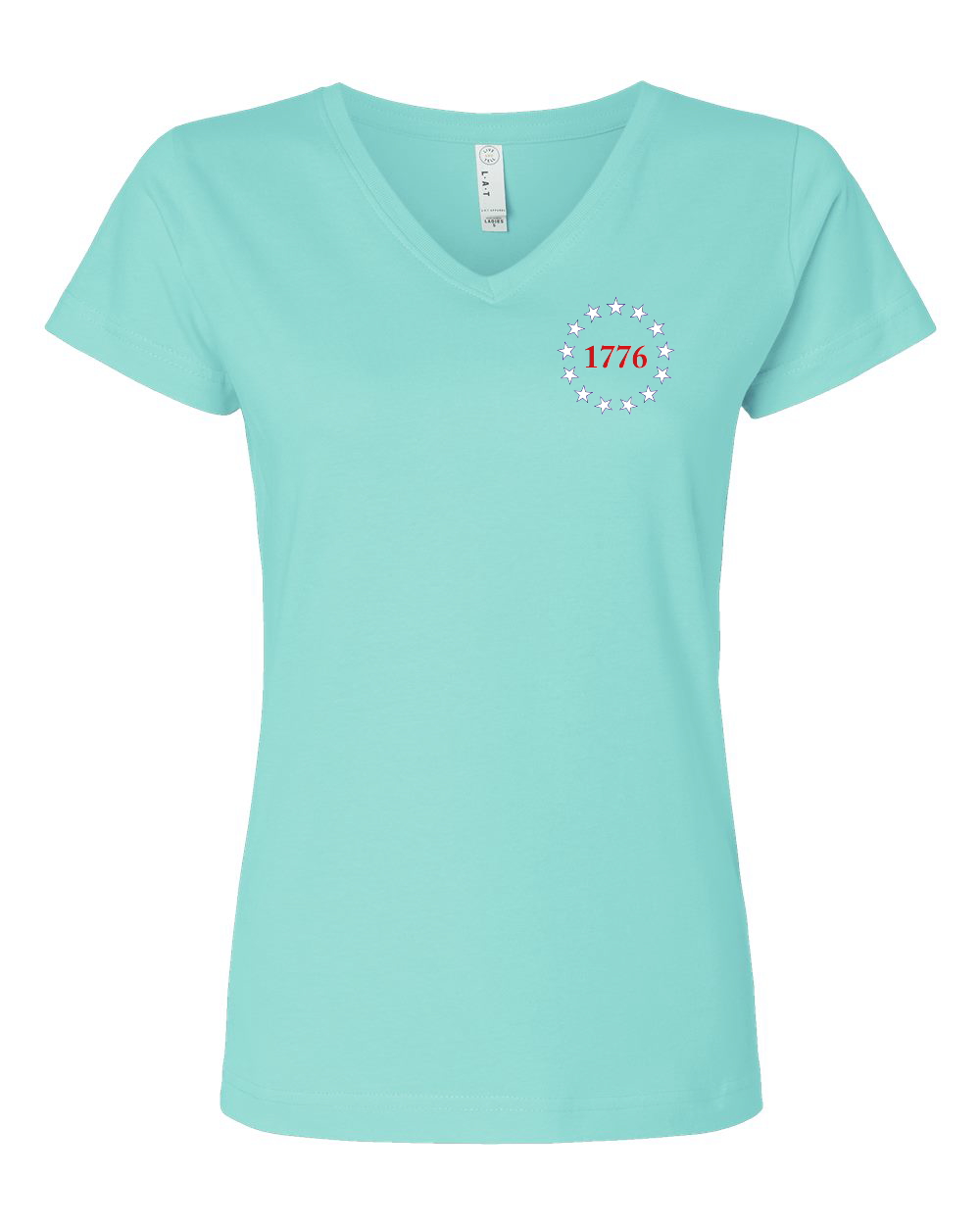 Caswell 250th USA Flag Women's V-Neck T-Shirt #3507 (Click to see all available colors)