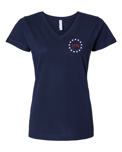 Caswell 250th Continental USA Women's V-Neck T-Shirt #3507 (Click to see all available colors)