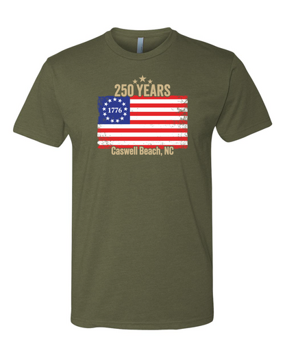 Caswell 250th USA Flag Unisex T-Shirt (Click to see all available colors) #6210