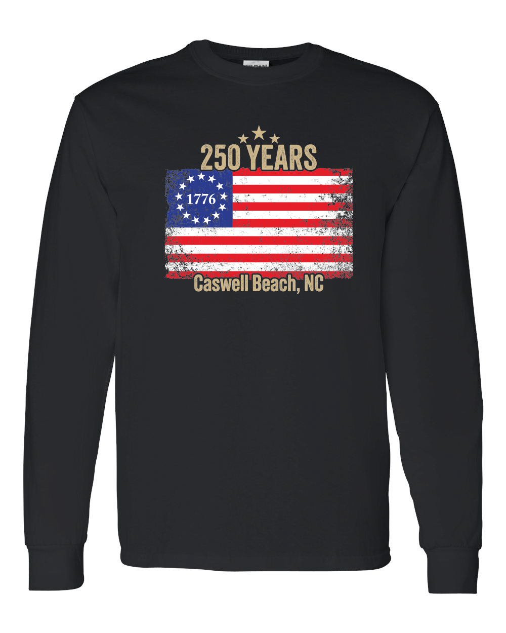 Caswell 250th USA Flag Unisex Heavy Cotton™ Long Sleeve T-Shirt - 5400 (Click to see all colors)