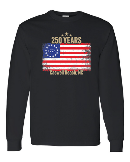 Caswell 250th USA Flag Unisex Heavy Cotton™ Long Sleeve T-Shirt - 5400 (Click to see all colors)