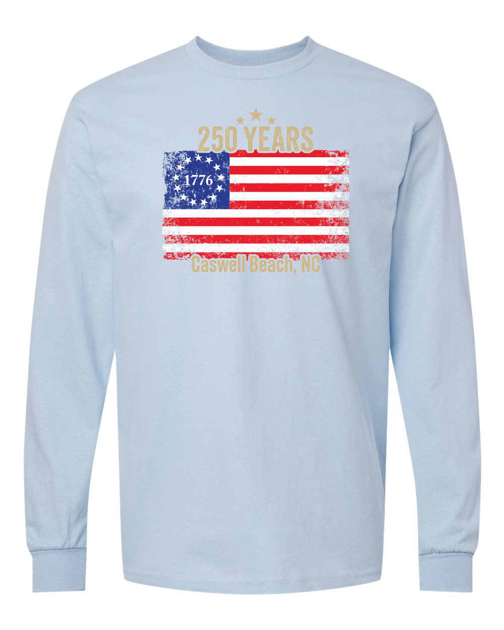 Caswell 250th USA Flag Unisex Heavy Cotton™ Long Sleeve T-Shirt - 5400 (Click to see all colors)