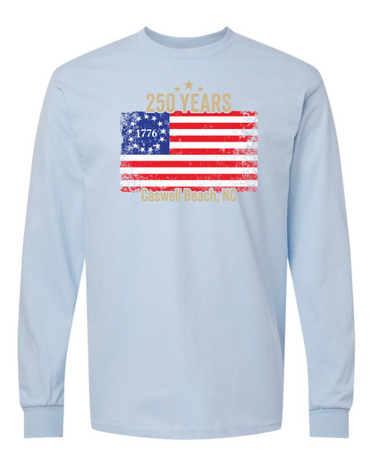 Caswell 250th USA Flag Unisex Heavy Cotton™ Long Sleeve T-Shirt - 5400 (Click to see all colors)