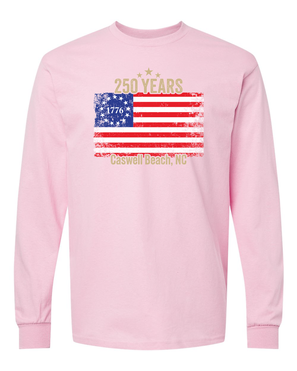 Caswell 250th USA Flag Unisex Heavy Cotton™ Long Sleeve T-Shirt - 5400 (Click to see all colors)