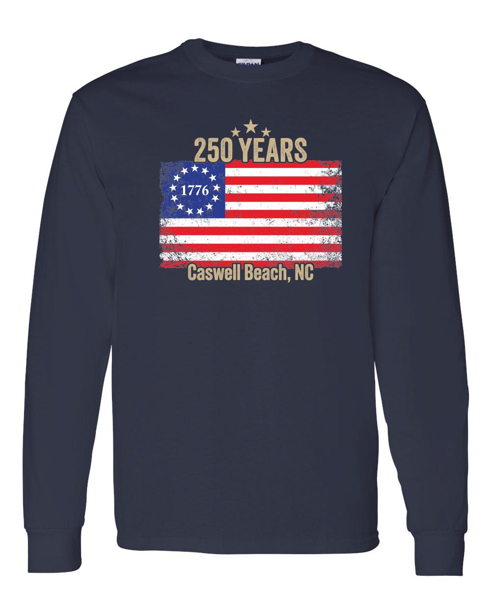 Caswell 250th USA Flag Unisex Heavy Cotton™ Long Sleeve T-Shirt - 5400 (Click to see all colors)