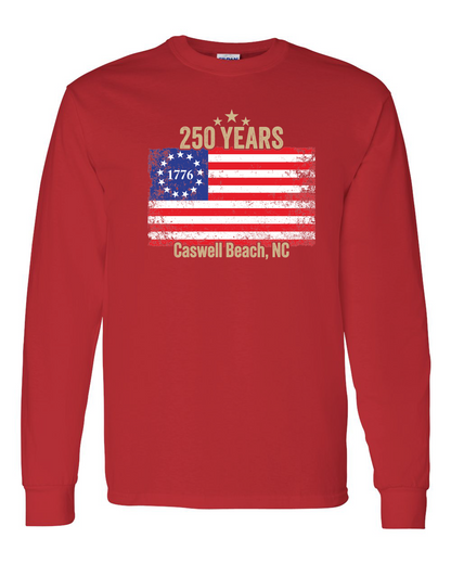 Caswell 250th USA Flag Unisex Heavy Cotton™ Long Sleeve T-Shirt - 5400 (Click to see all colors)