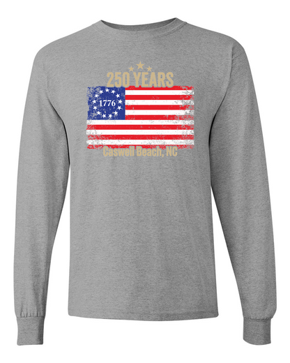 Caswell 250th USA Flag Unisex Heavy Cotton™ Long Sleeve T-Shirt - 5400 (Click to see all colors)