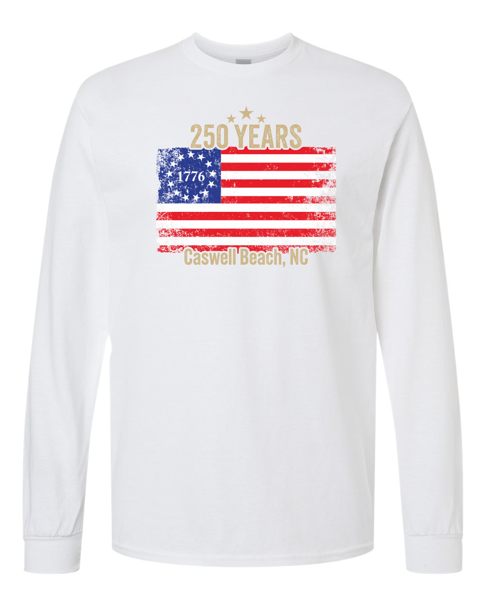 Caswell 250th USA Flag Unisex Heavy Cotton™ Long Sleeve T-Shirt - 5400 (Click to see all colors)