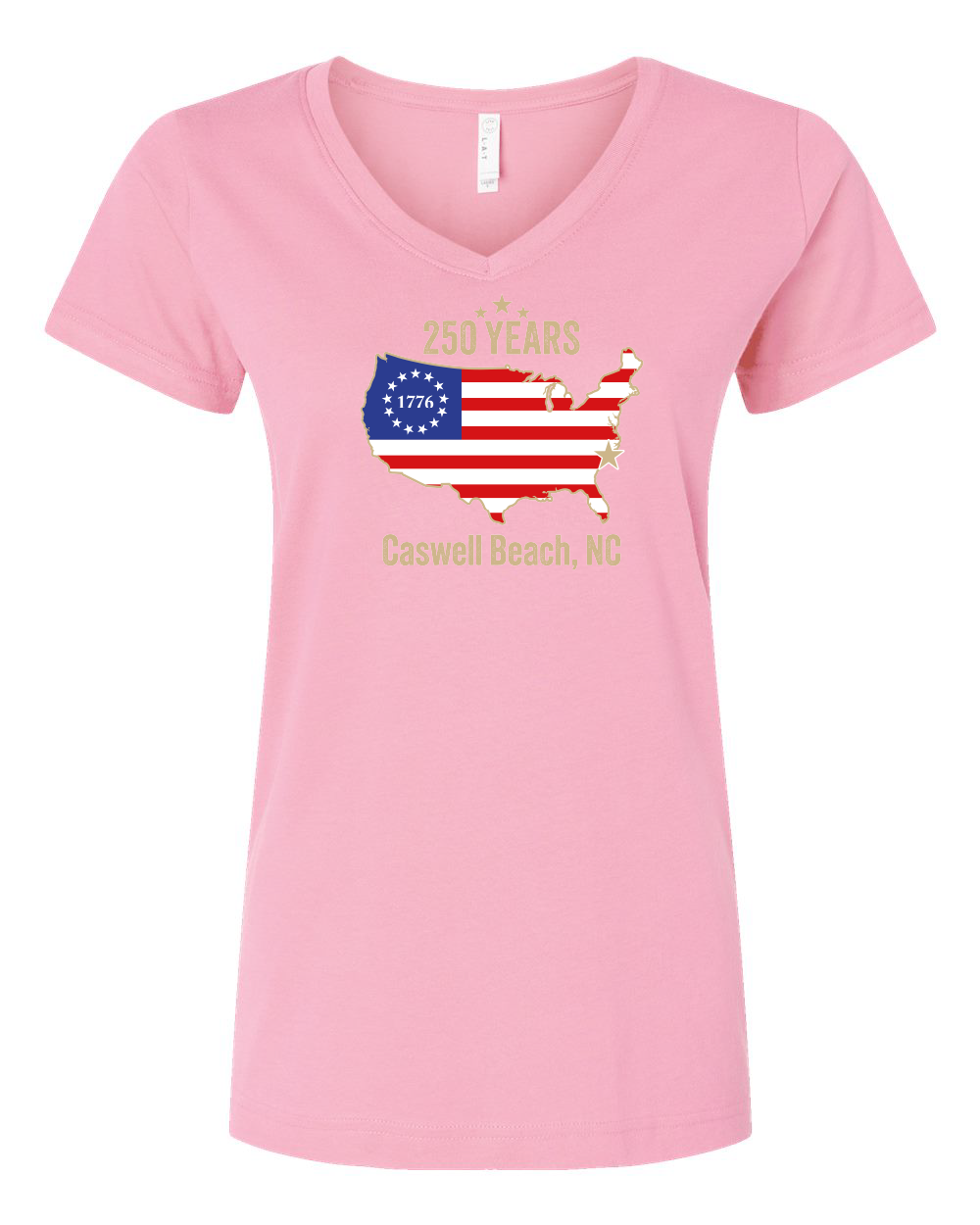 Caswell 250th Continental USA Women's V-Neck T-Shirt #3507 (Click to see all available colors)